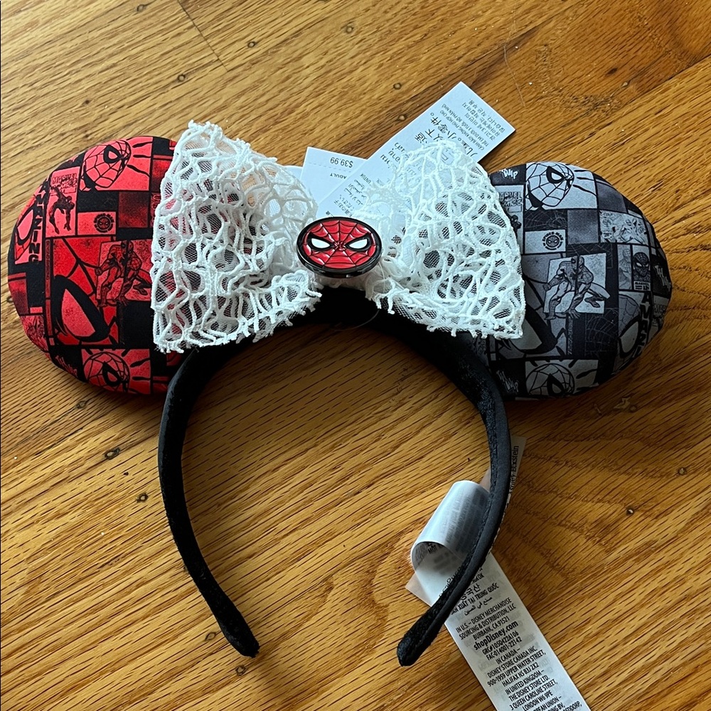 Marvel Disney Black and White Spiderman Minnie Ears